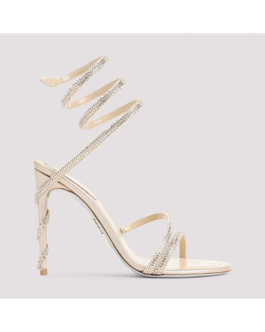 Rene Caovilla White Satin Cleo Crystal Sandals