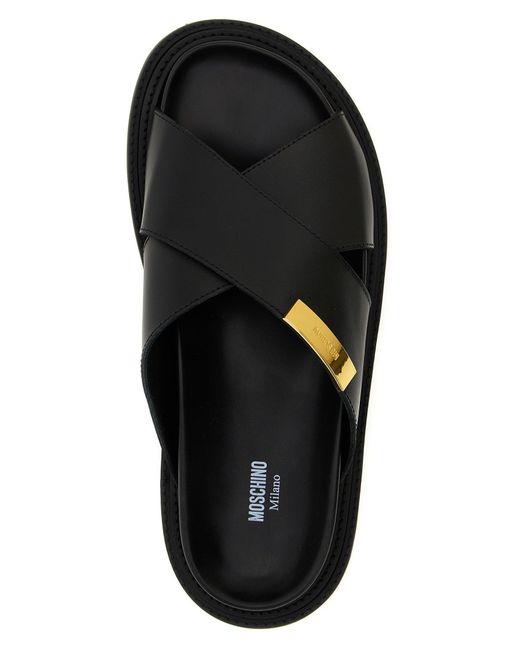 Moschino Black Leather Sandals