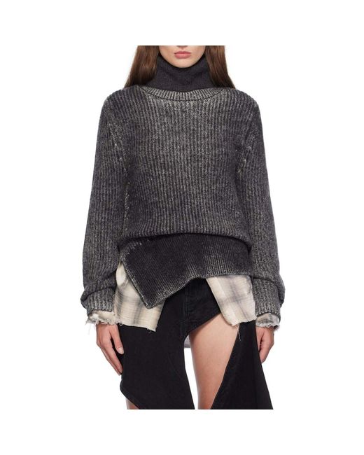 Acne Black Wool Blend Turtleneck