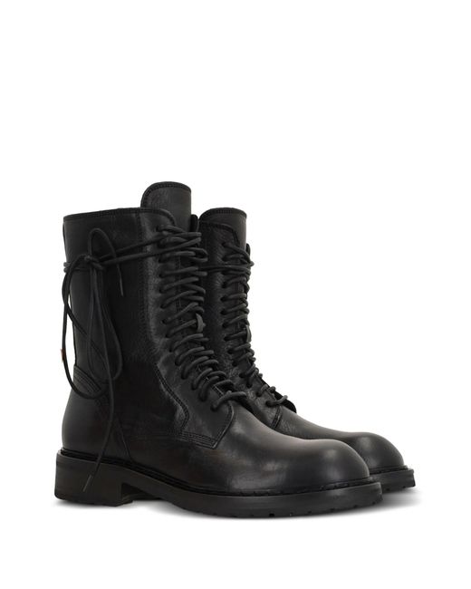 Ann Demeulemeester Black Lace-Up Leather Boots