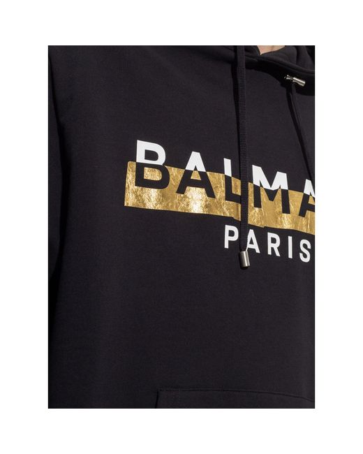 Balmain Logo Kapuzen -Sweatshirt in Blue für Herren