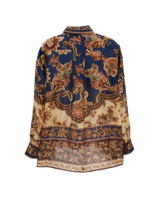 Zimmermann Blue Aster Printed Silk Shirt
