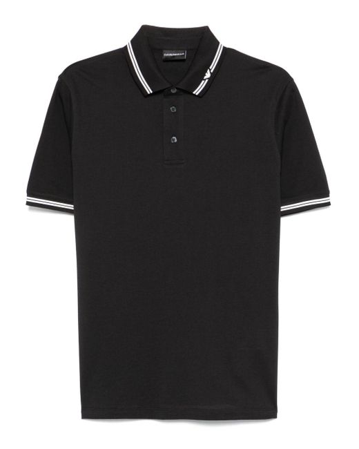 Emporio Armani Logo Katoenpolo Shirt in het Black
