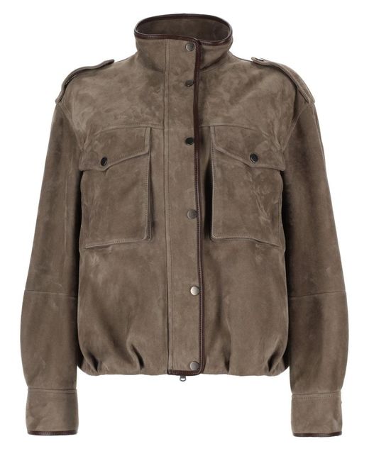 Brunello Cucinelli Brown Leather Jacket