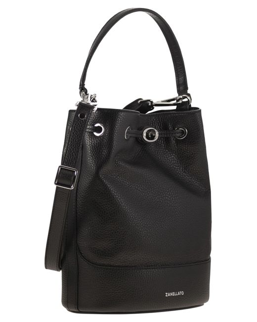 Zanellato Black Monda' Leather Bucket Bag