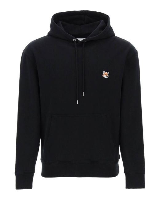 Maison Kitsuné Fox Head Hooded Sweatshirt in Black für Herren