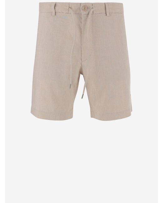 Boss Stretch Leinenmischung kurze Hosen in Natural für Herren