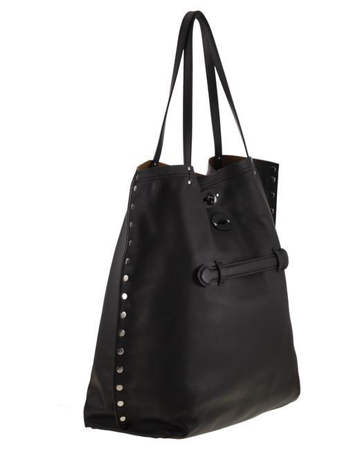 Zanellato Black Eine Spasso -Lederhandtasche M