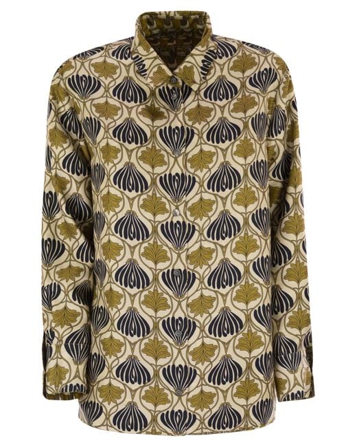 Max Mara Green Times Reversible Printed Silk Shirt