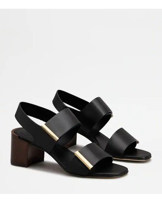 Tod's Black Leather Sandals