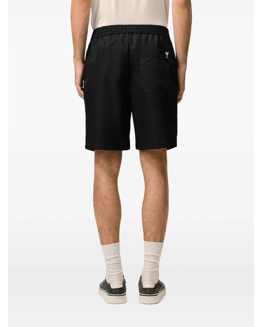 AMI Black Polyamide Elastic Waist Shorts Adc