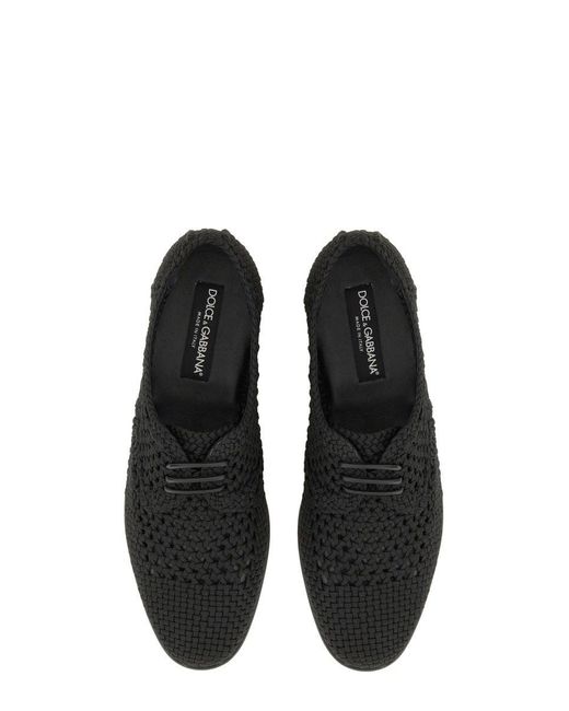 Dolce & Gabbana Black Woven Fabric "Derby" Shoe