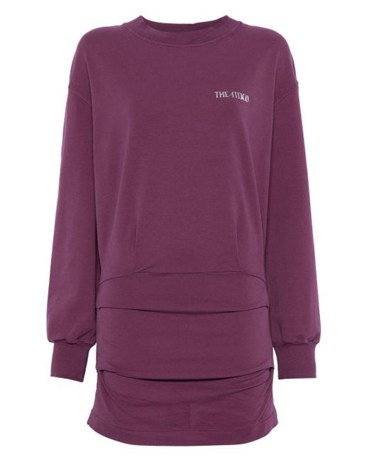 The Attico Purple Fitted Dress With Rubberised Logo Detail