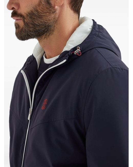 Brunello Cucinelli Fitted Coat With Zip Front in Blue für Herren