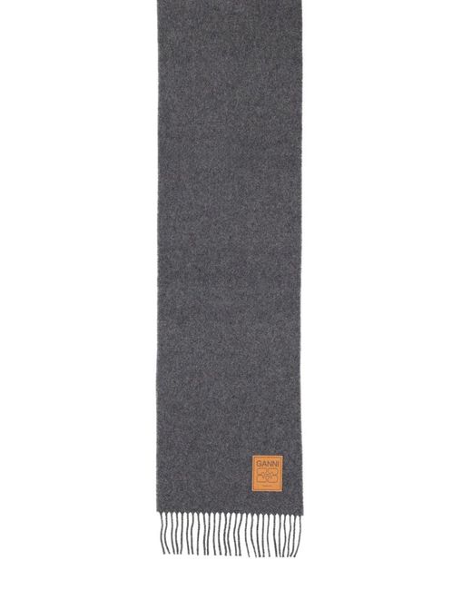 Ganni White Wool Scarf