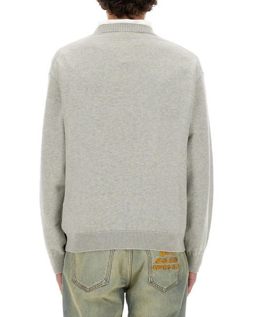 KENZO Gray Jersey With Logo for men