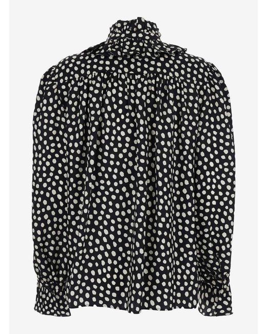 Chloé Black Silk Shirt With Polka Dot Pattern