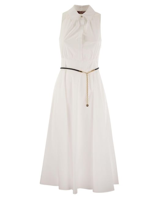Max Mara Studio Adepto Cotton Poplin Polo Shirt Dress in het White