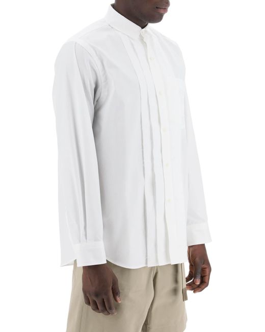 Camicia Effetto Stratificato In Popeline di Sacai in White da Uomo