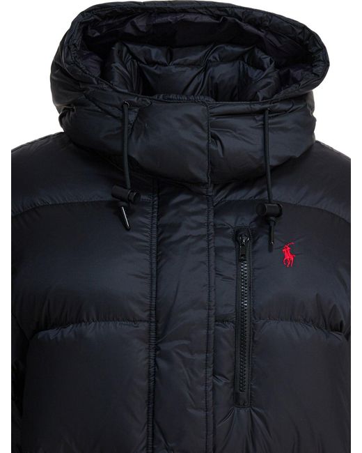 Polo Ralph Lauren Black Down Jacket With Logo Jackets And Coats