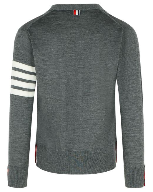 Thom Browne Green '4-Bar' Virgin Wool Cardigan for men