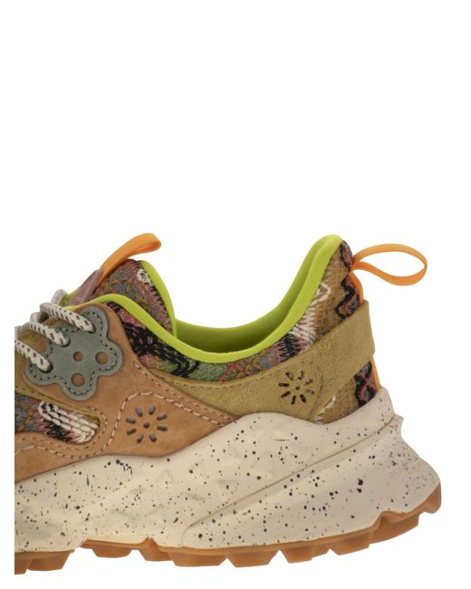 Flower Mountain Green Kotetsu -Turnschuhe in Wildleder und technischem Stoff