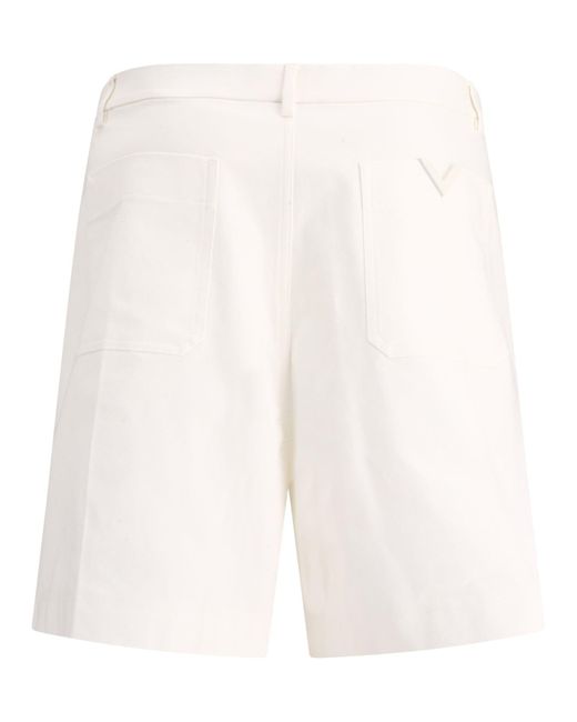 Valentino Shorts Met Rubberised V Detail in het White voor heren