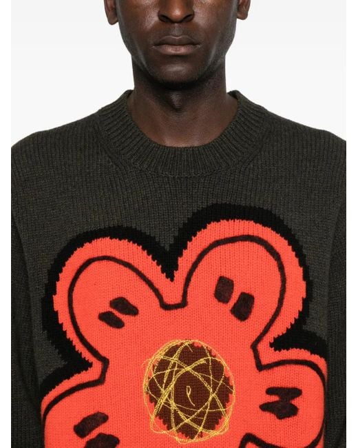 KENZO Trui Verfraaid Met Bloemen En Ronde Hals in het Red voor heren