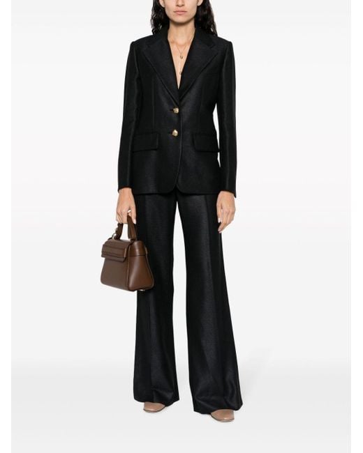 Chloé Black Wool And Silk Blend Flared Leg Trousers