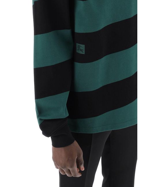 Burberry Striped Long Sleeve Polo Shirt in Green für Herren