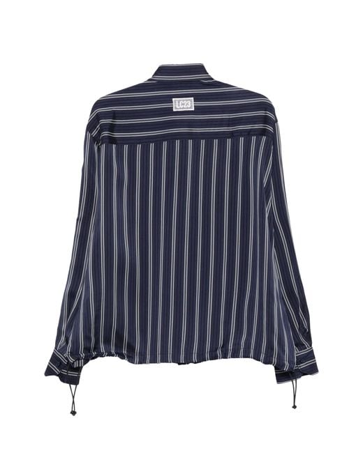 LC23 Blue Viscose Stripes Sport Shirt