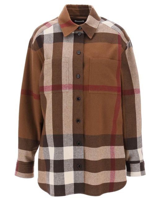 Burberry Avalon Overshirt In Check Flannel in het Brown