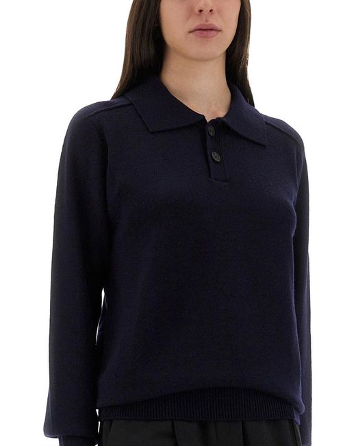 Studio Nicholson Blue "Inverness" Shirt With Polo Collar