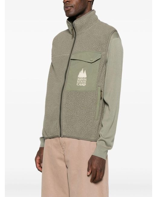 Maison Kitsuné Gray Casual Fleece Sleeveless Vest Clothing for men