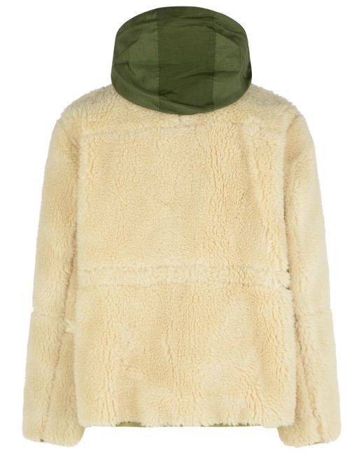 Sacai 'sherling' Beige Wol Blend Jas in het Green