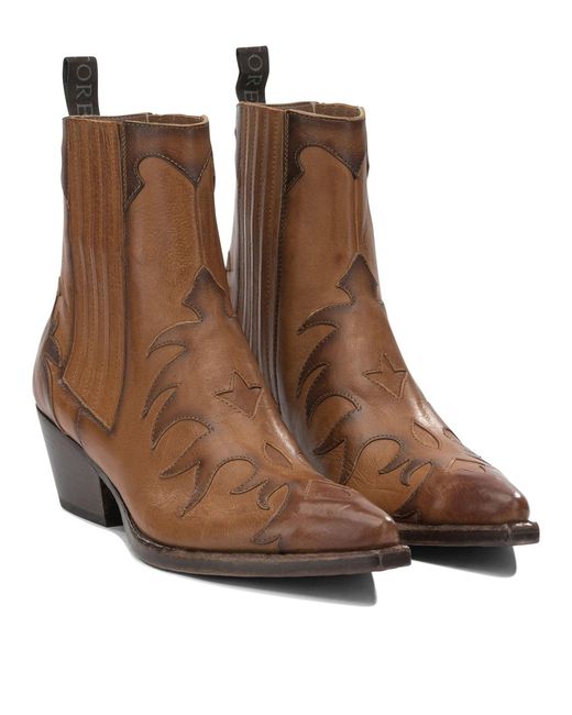 Sartore Leather Cowboy Boots Boots And Ankle Boots Brown