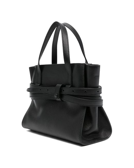 Moschino Black Tie Me Small Leather Handbag