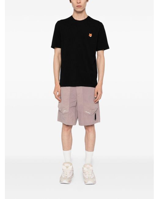 Maison Kitsuné Black Embroidered-Logo Patch T-Shirt
