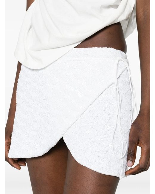 Oseree White Paillettes Skirt