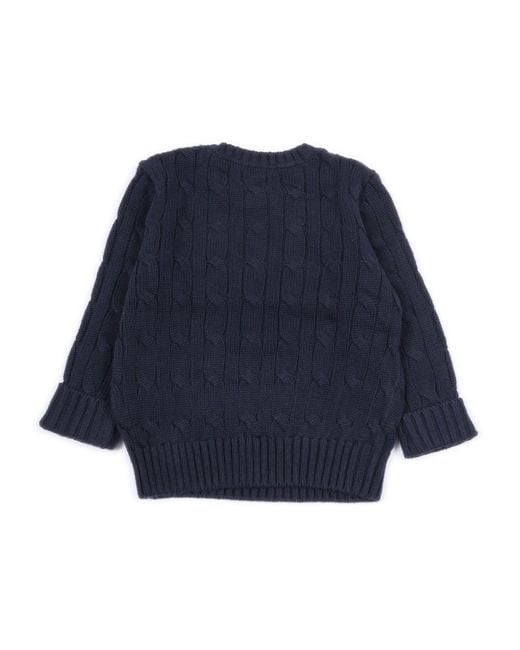 Polo Ralph Lauren Blue Ls Cable Cn-Tops-Sweater Cotton Crewneck