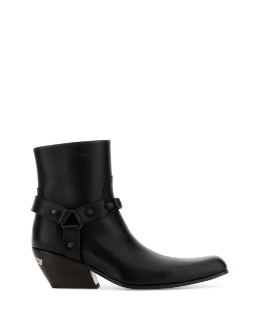 Balenciaga Black Solid Square Toe Boots