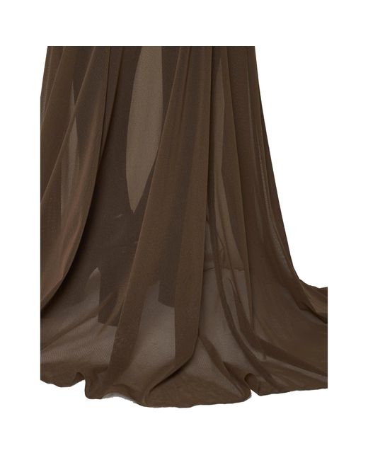 Saint Laurent Brown Tulle Midi Skirt