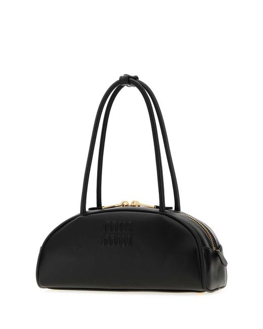 Miu Miu Black Leather Beau Shoulder Bag