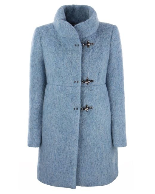 Romantic Wool, Mohair e Alpaca Blend Coat di Fay in Blue