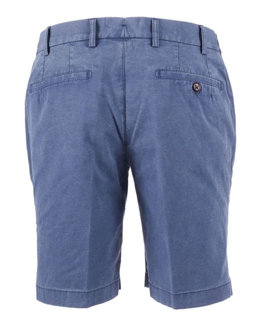 Berwich Blue Ber_Muda Elax-Gd Pants Cotton Linen Elastane Bermuda Short for men