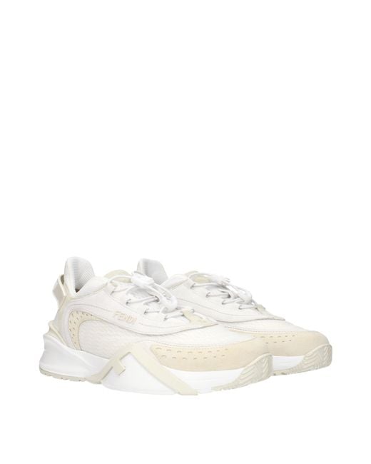 Fendi White Flow Sneakers/ Fabric