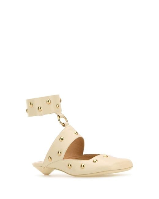 Chloé Natural Ivory Leather Jade Sabot