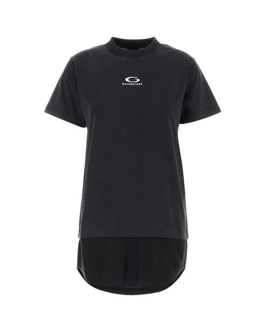 Balenciaga Black Slate Cotton T-Shirt Dress
