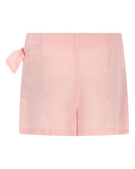 120% Lino Pink Shorts Con Fiocco