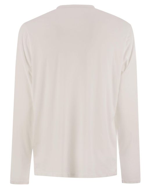 Majestic White Long Sleeved Crew Neck T Shirt